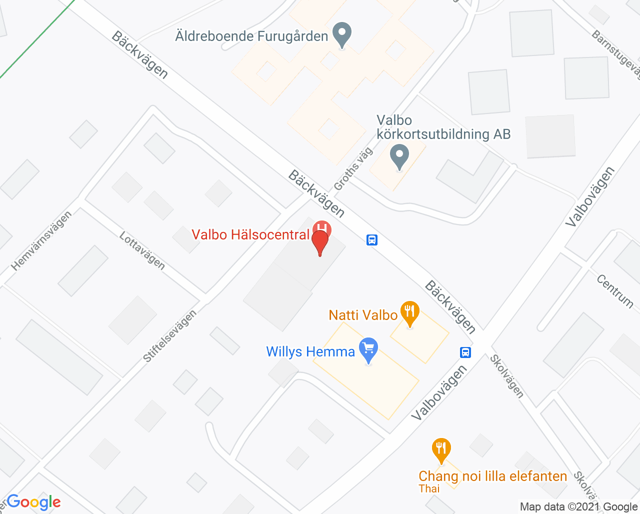 Karta till Valbo Din hälsocentral