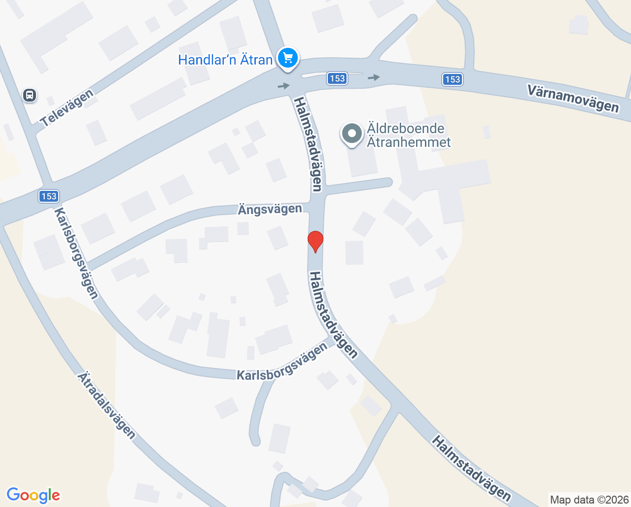 Karta till Ätranhemmet Tallen, Ätran