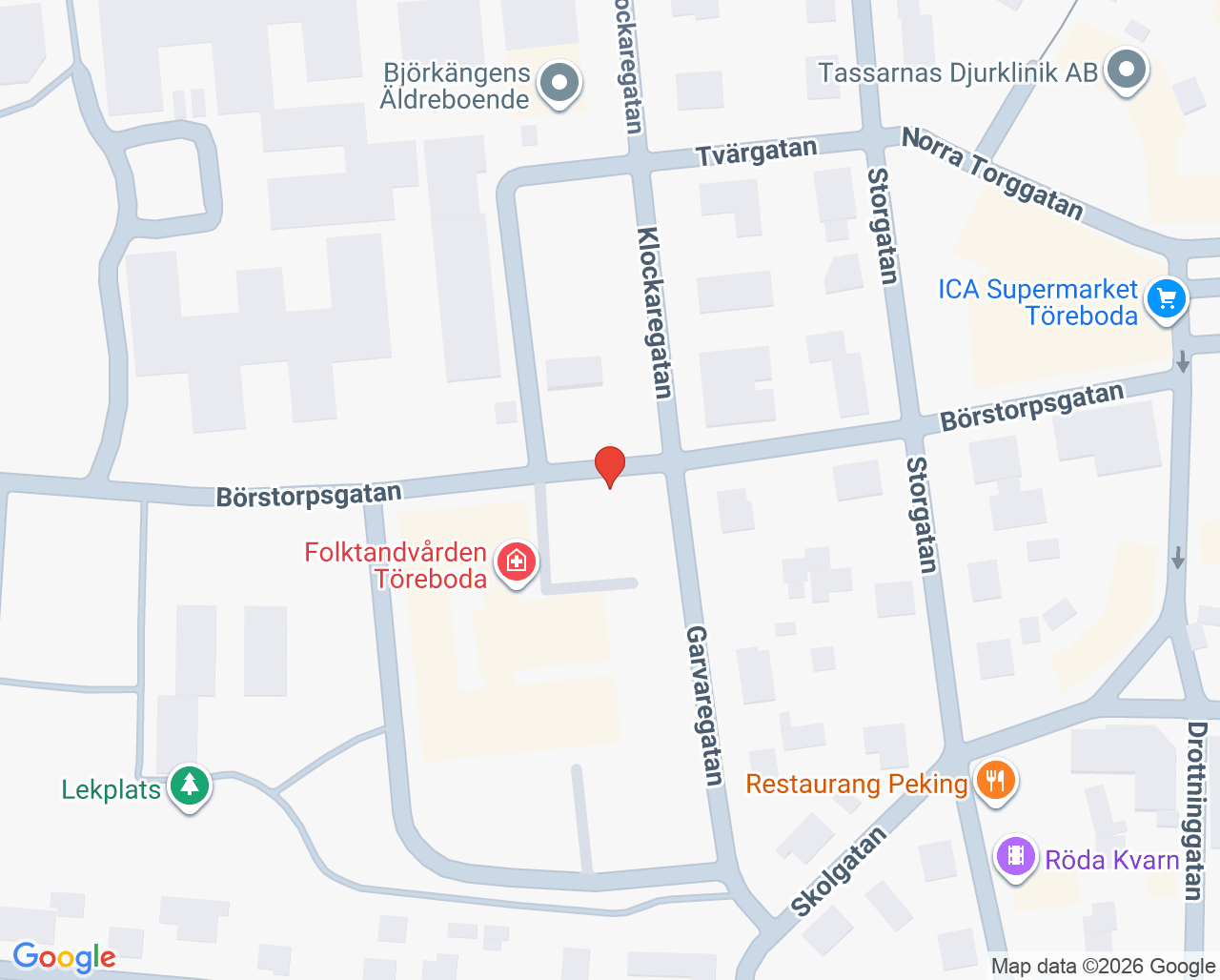Karta till Töreboda barnmorskemottagning, Töreboda
