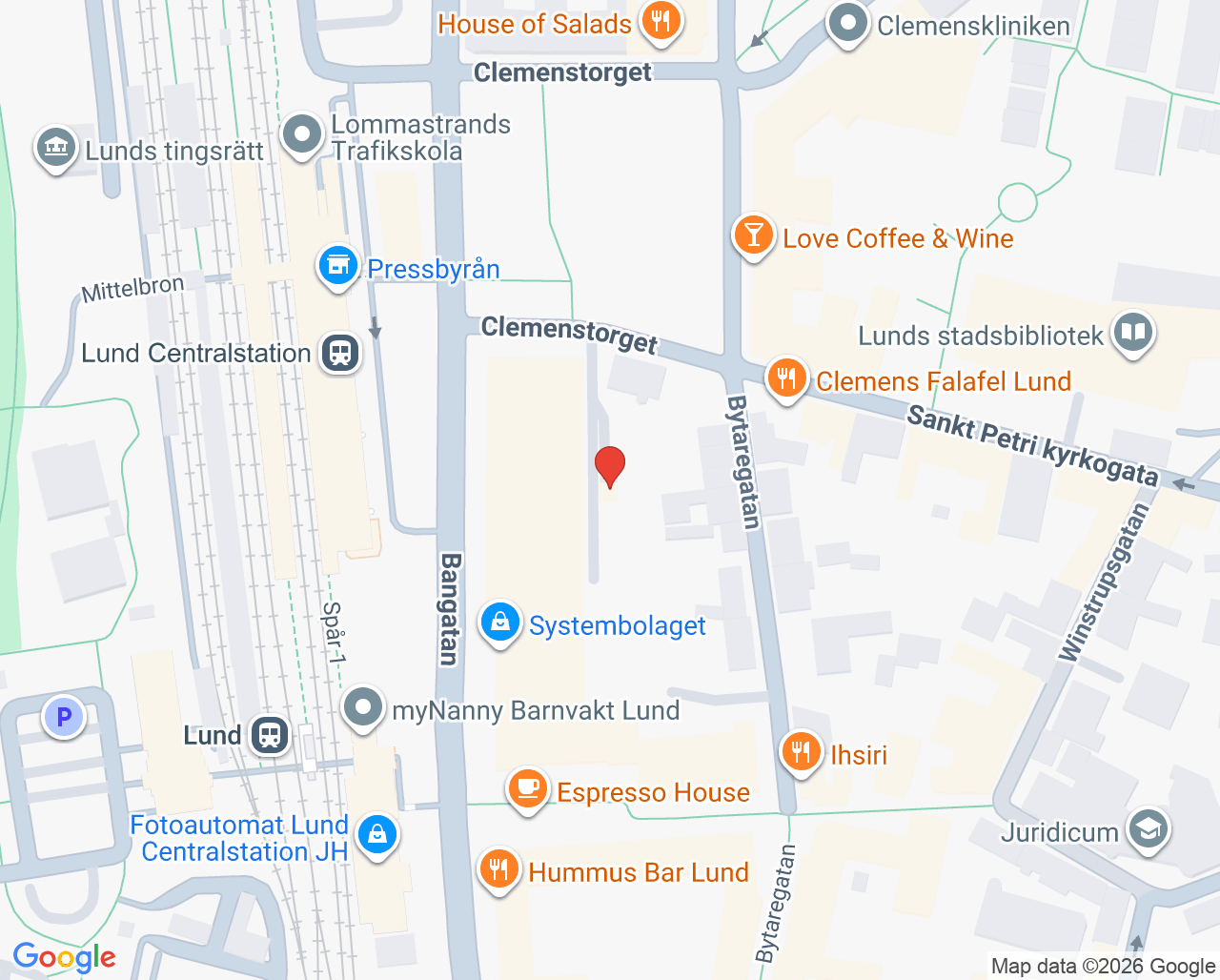 Karta till Narva Åderbråckscenter, Lund