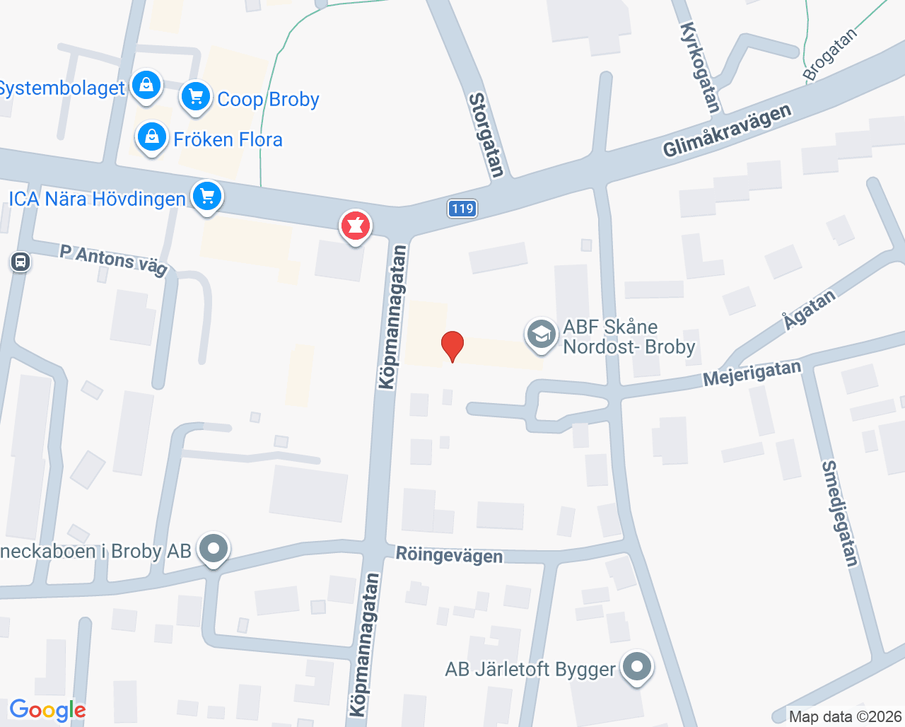 Karta till Broby, Folktandvården Skåne AB