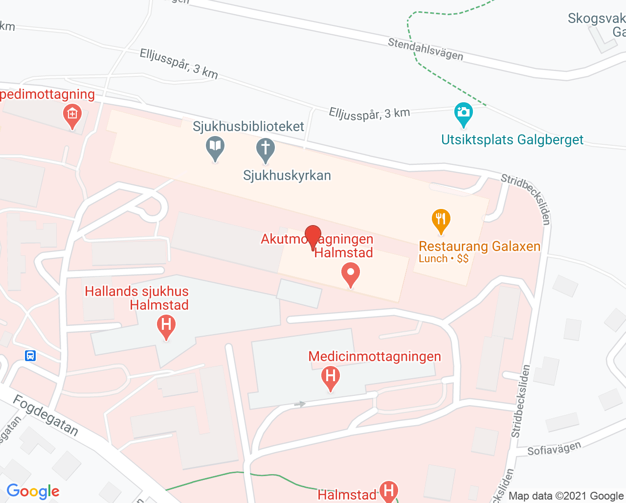 Karta till Blodcentralen Halmstad