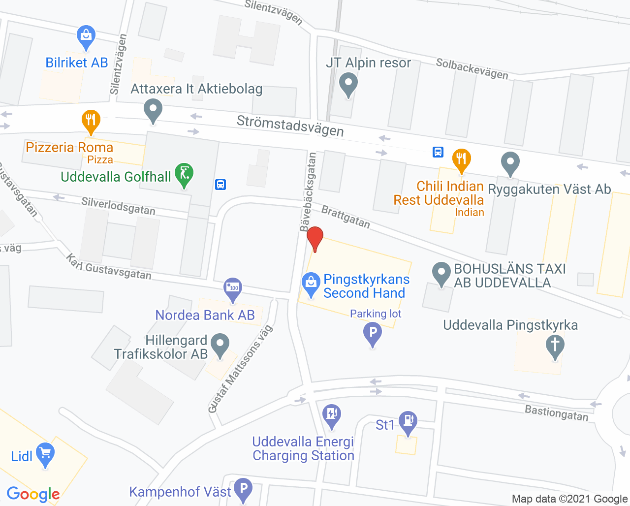 Karta till Närhälsan Uddevalla rehabmottagning, Uddevalla