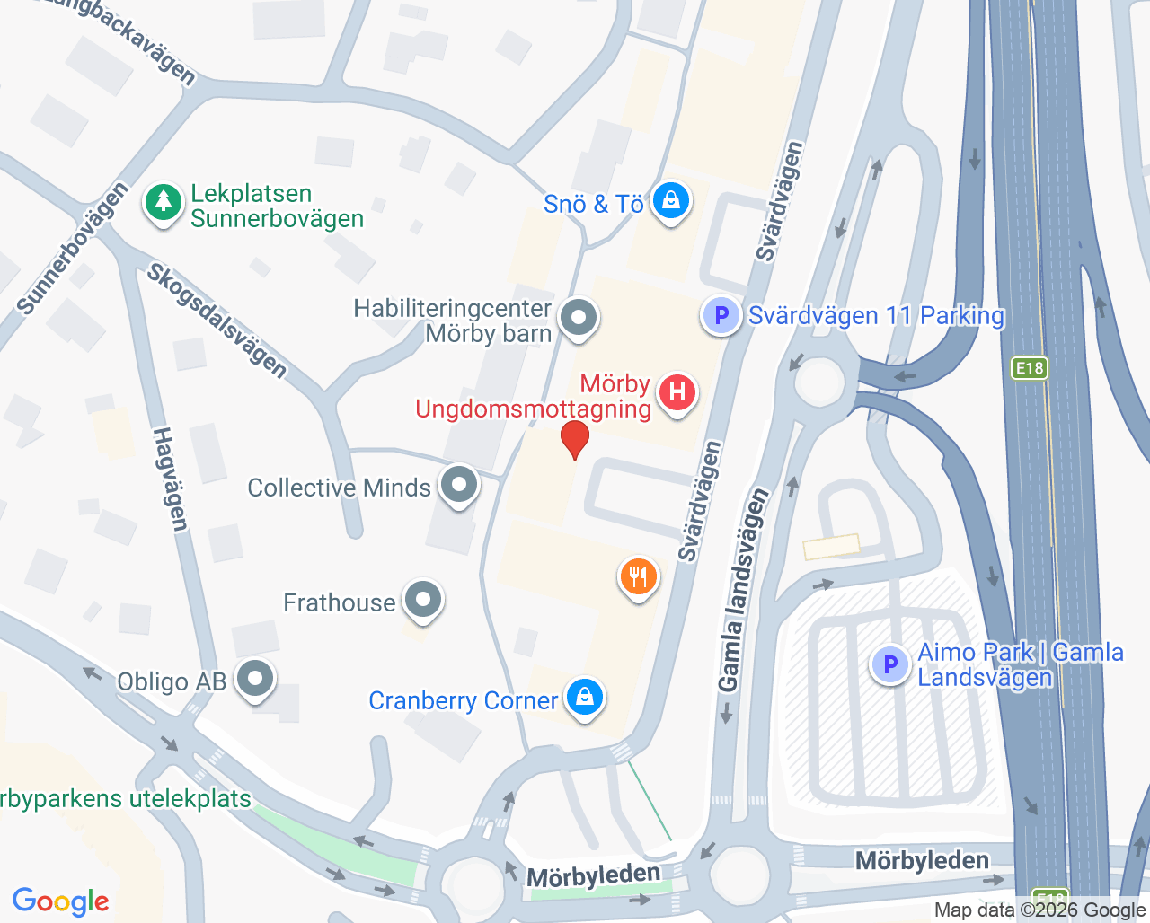 Karta till Aktivera Rehab Danderyd