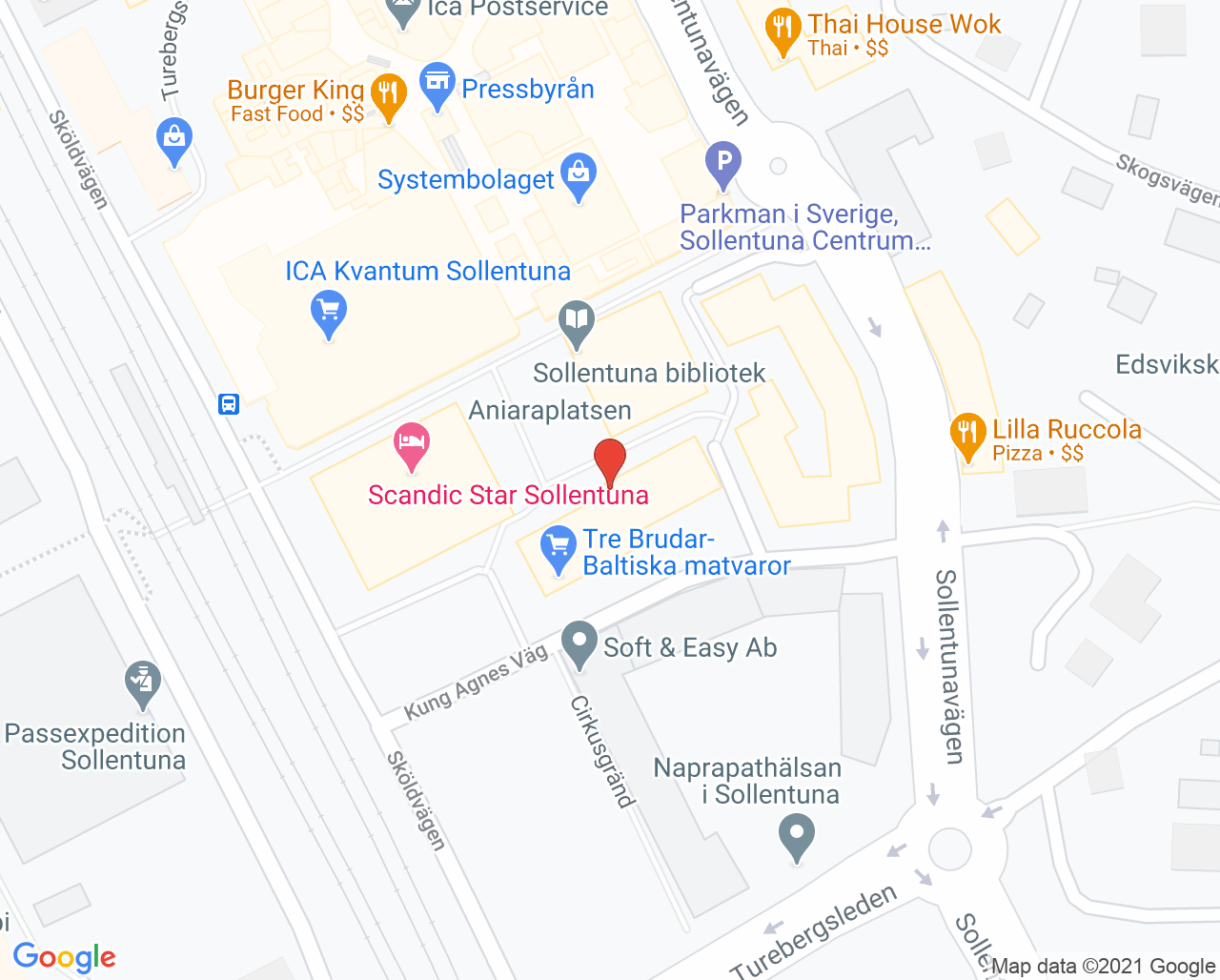 Karta till Sollentuna Rehab Praktikertjänst AB