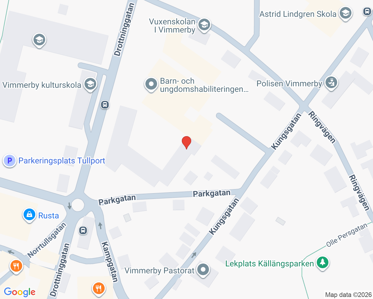 Karta till Ögonmottagningen Vimmerby
