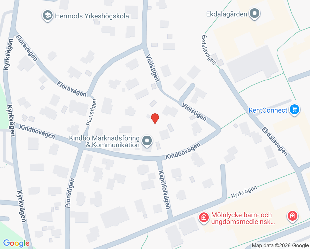 Karta till Mölnlycke barnmorskemottagning, Mölnlycke
