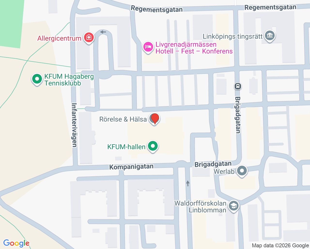 Karta till Arbetsterapin Linköping, Rörelse och Hälsa