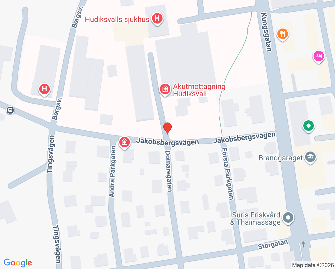 Karta till Barn- och ungdomshabilitering Hudiksvall