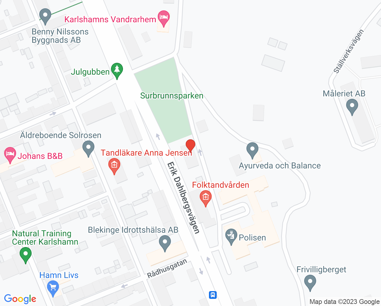 Karta till Ortodonti - tandreglering Karlshamn