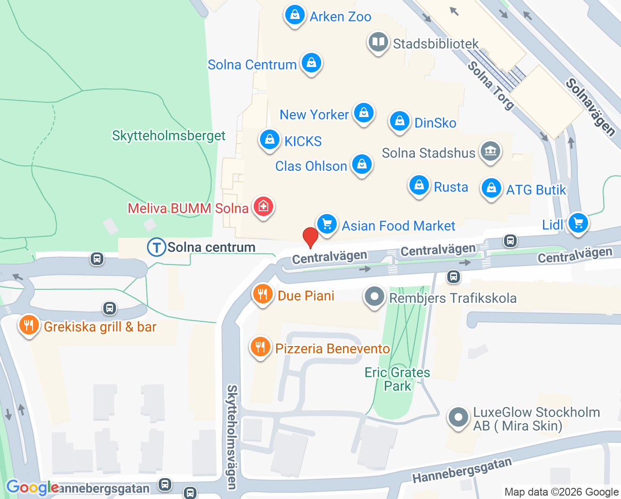 Karta till Centrummottagningen, Psykosvård Stockholm