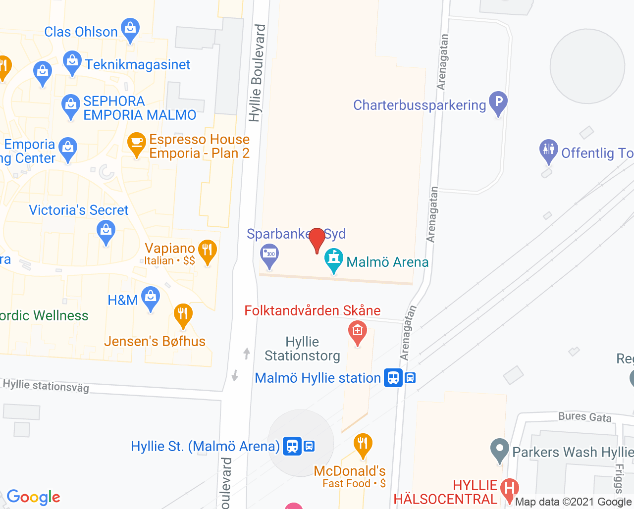 Karta till BVC Bambino Hyllie, Malmö