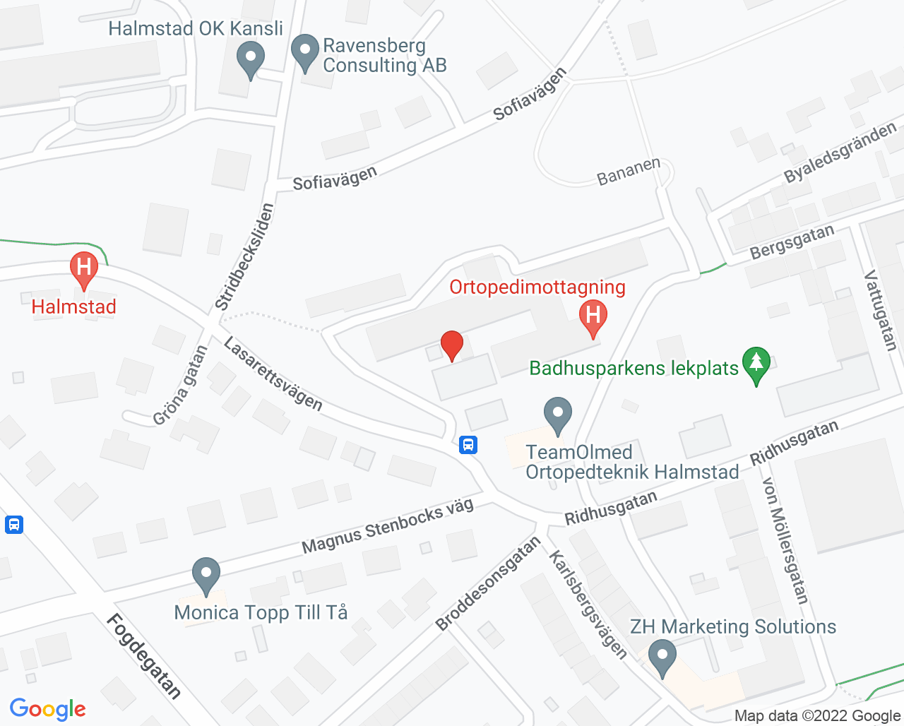 Karta till Habiliteringen Halmstad