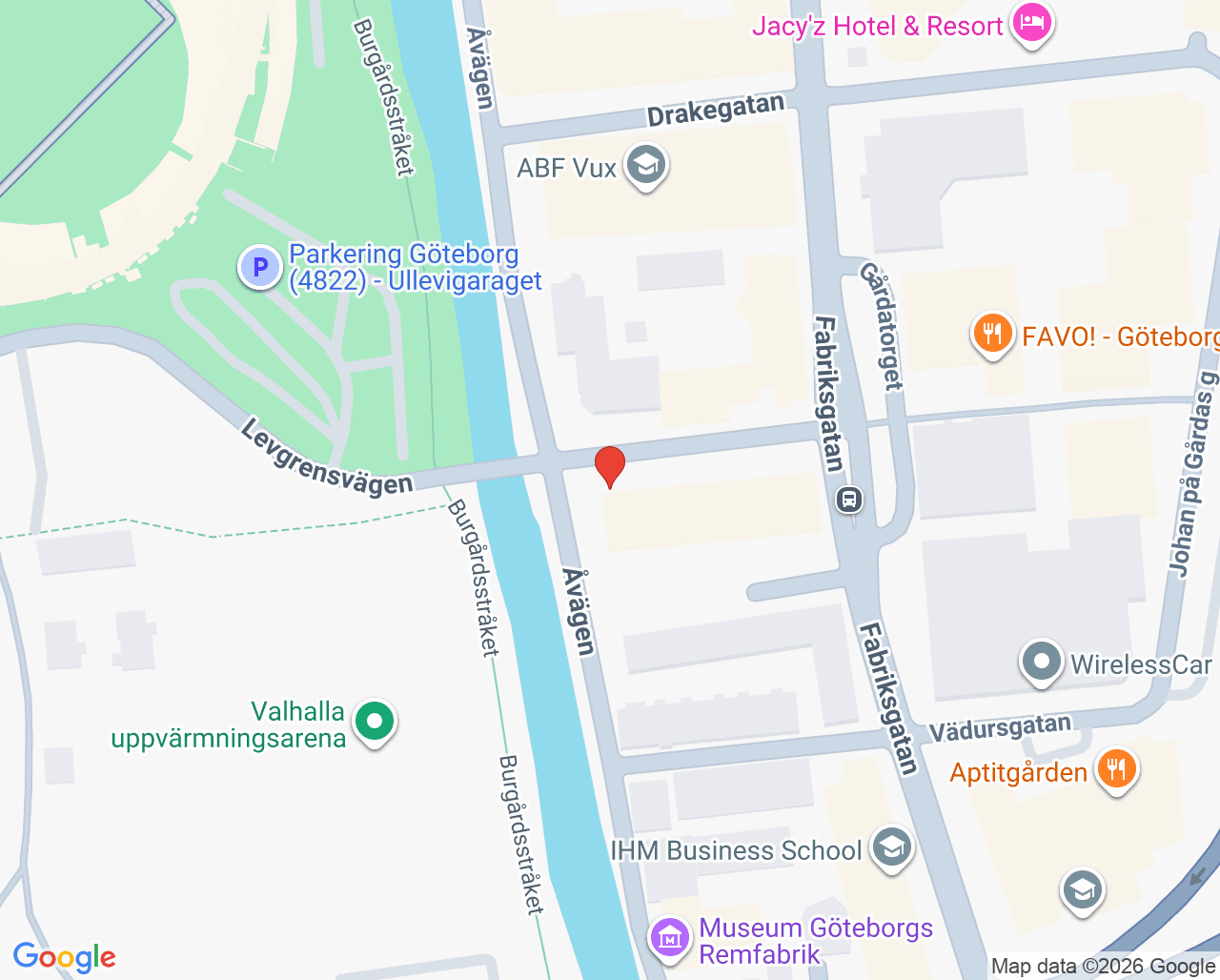 Karta till BUP Barnahus, Göteborg