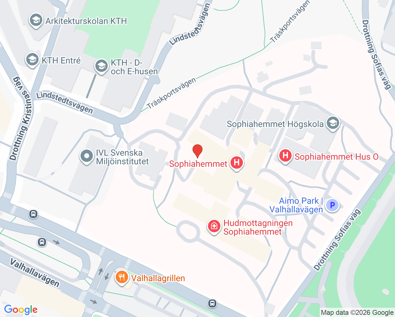 Karta till Sophiahemmet Husläkarmottagningen
