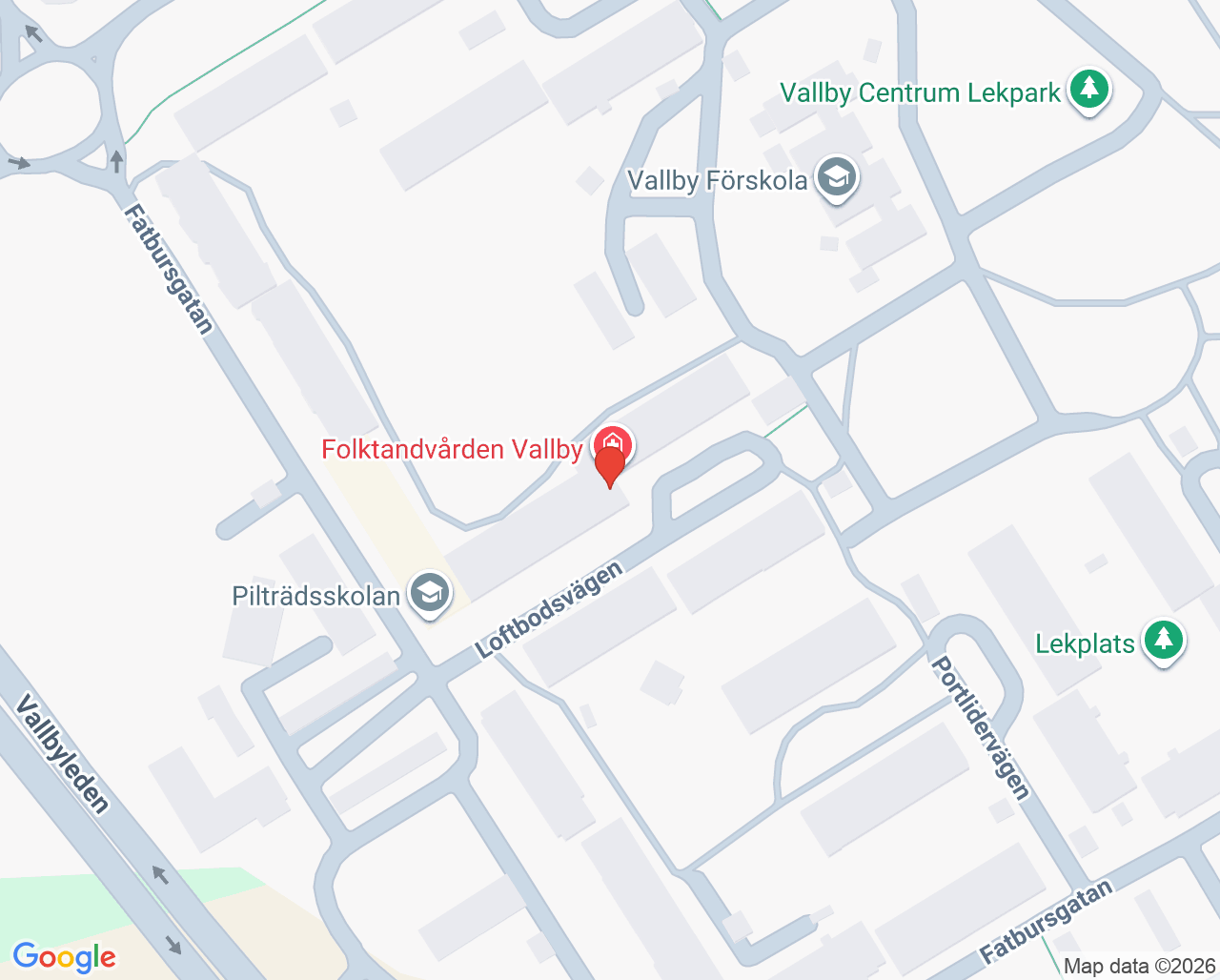 Karta till Folktandvården Vallby