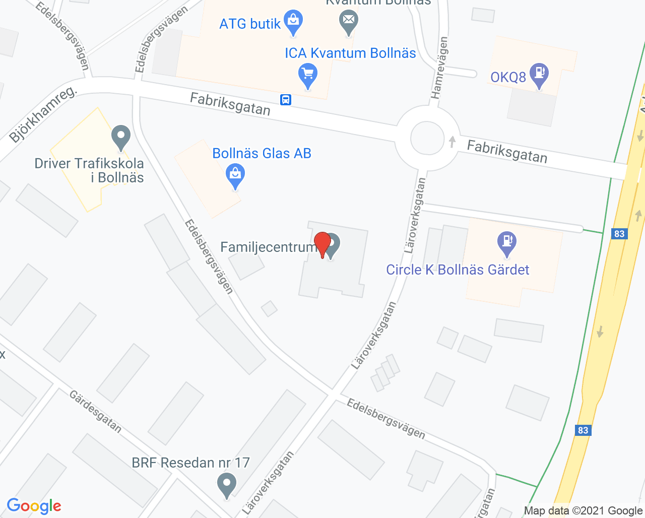 Karta till Barnmorskemottagning Bollnäs