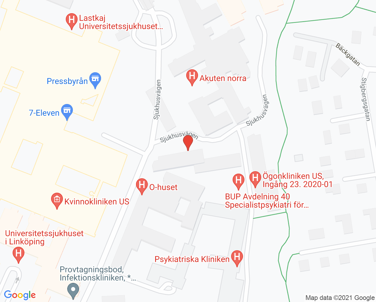 Karta till Urologiska mottagningen US, Urologiska kliniken