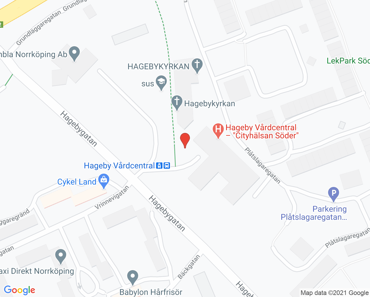 Karta till Vårdcentralen Cityhälsan Söder, Norrköping