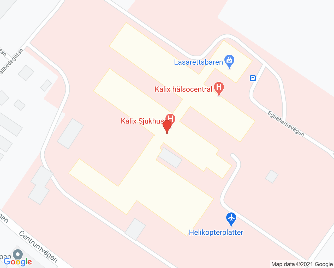 Karta till Barnmedicinmottagningen Kalix sjukhus