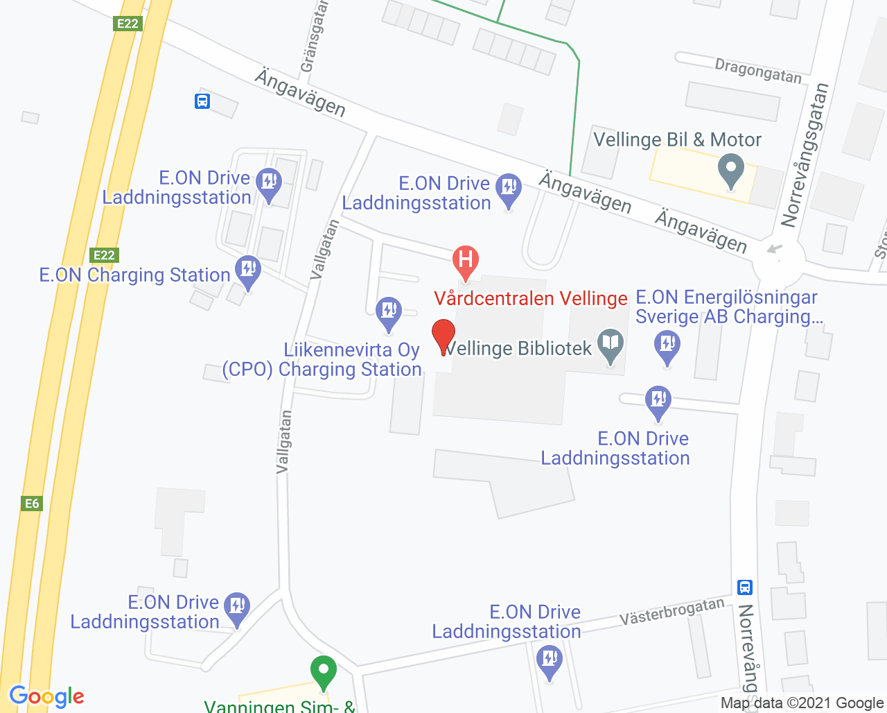 Karta till Vellinge, Folktandvården Skåne AB