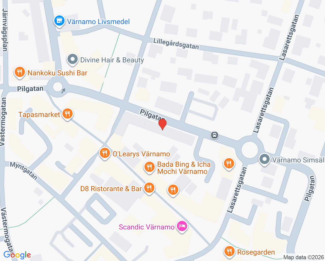 Karta till Apladalen vårdcentral Värnamo