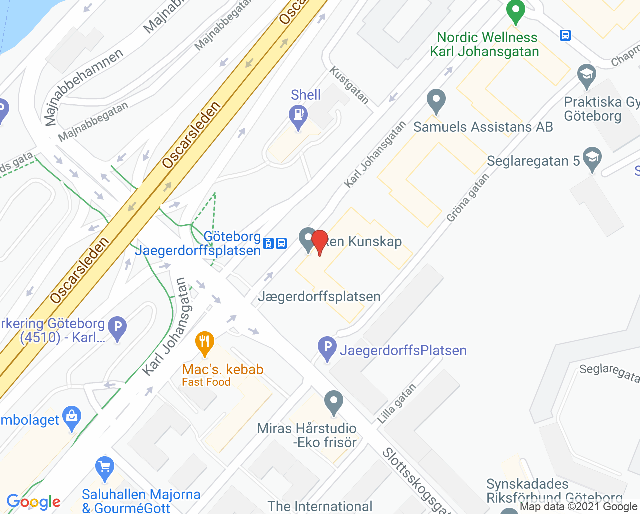 Karta till Tandläkarna på Gröna Gatan, Göteborg