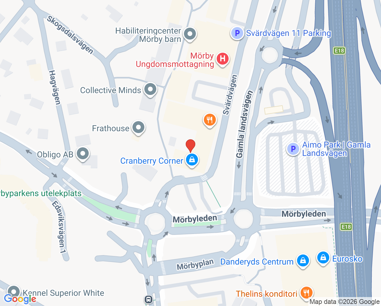 Karta till Meliva vårdcentral Mörby