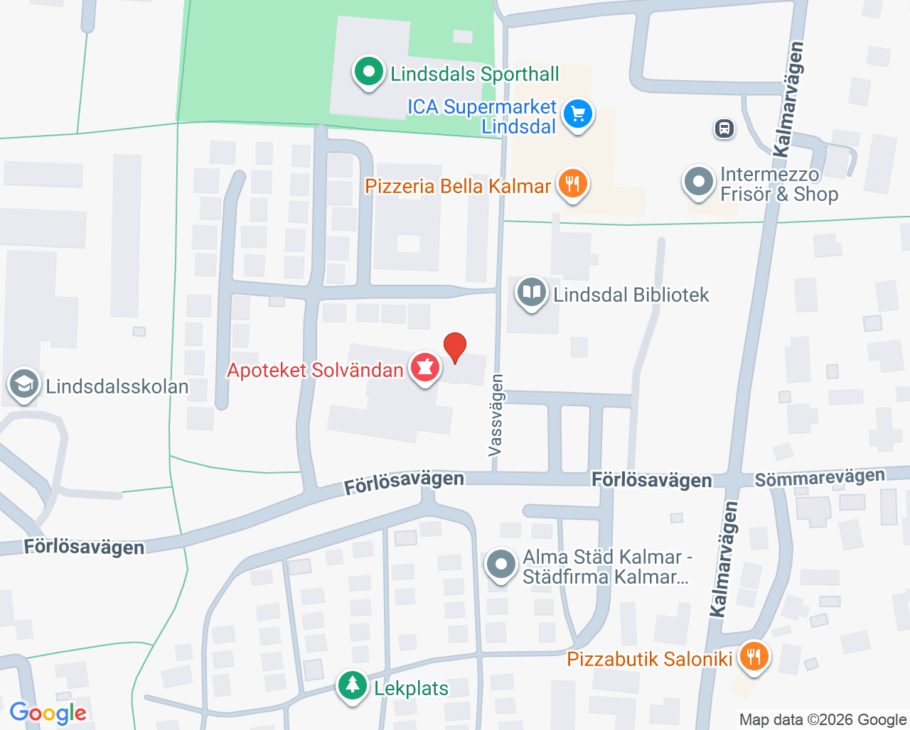 Karta till Lindsdals hälsocentral