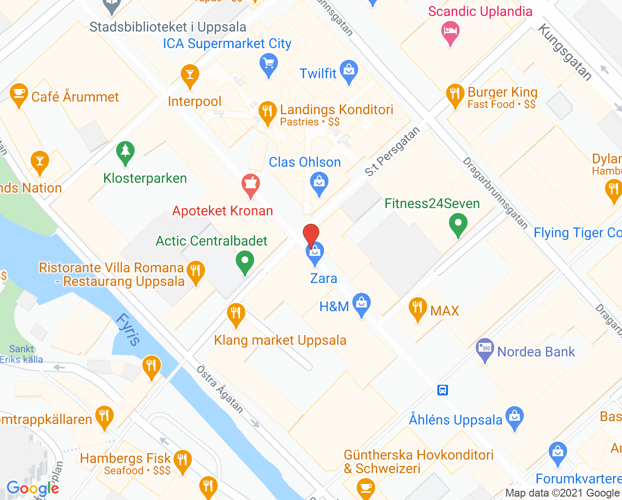 Karta till Tandläkare Lena Gavelin, Uppsala