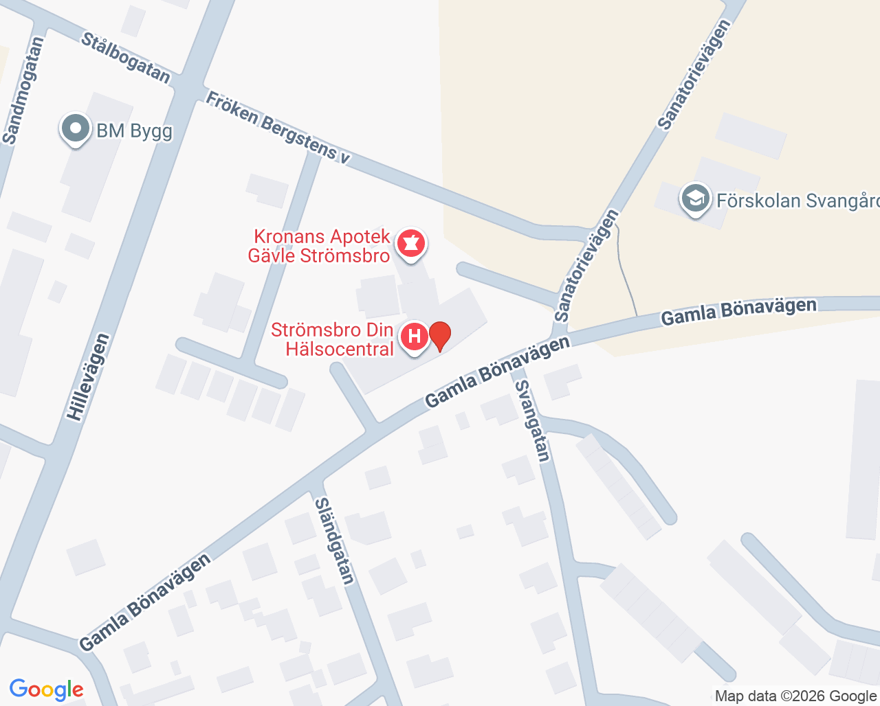 Karta till Strömsbro Din hälsocentral