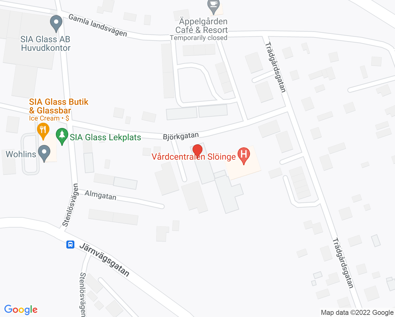 Karta till Vårdcentralen Slöinge