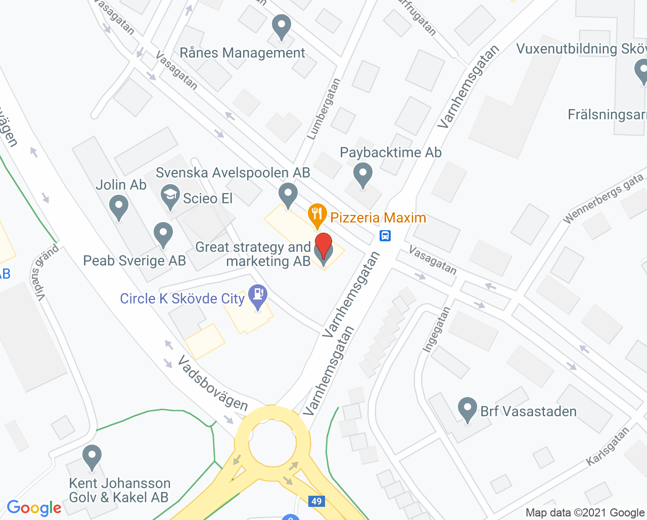Karta till Tandhörnan i Vasa