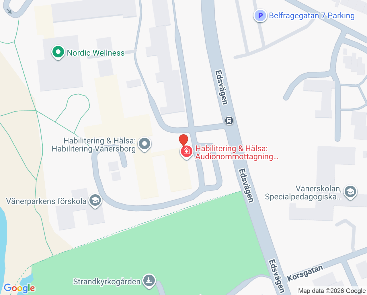 Karta till Audionommottagning Vänersborg, Vänersborg