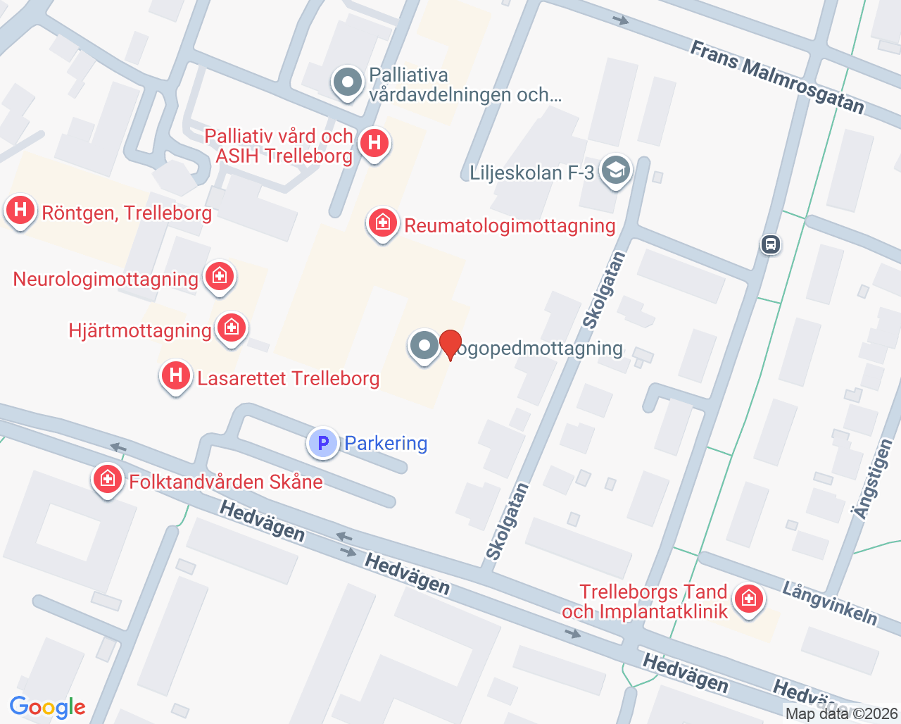 Karta till Logopedimottagning Trelleborg