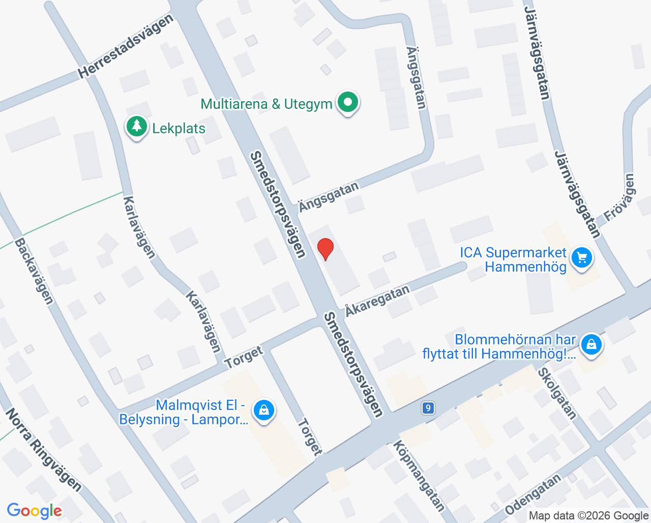 Karta till Tandläkare Ulf Billgren AB, Hammenhög