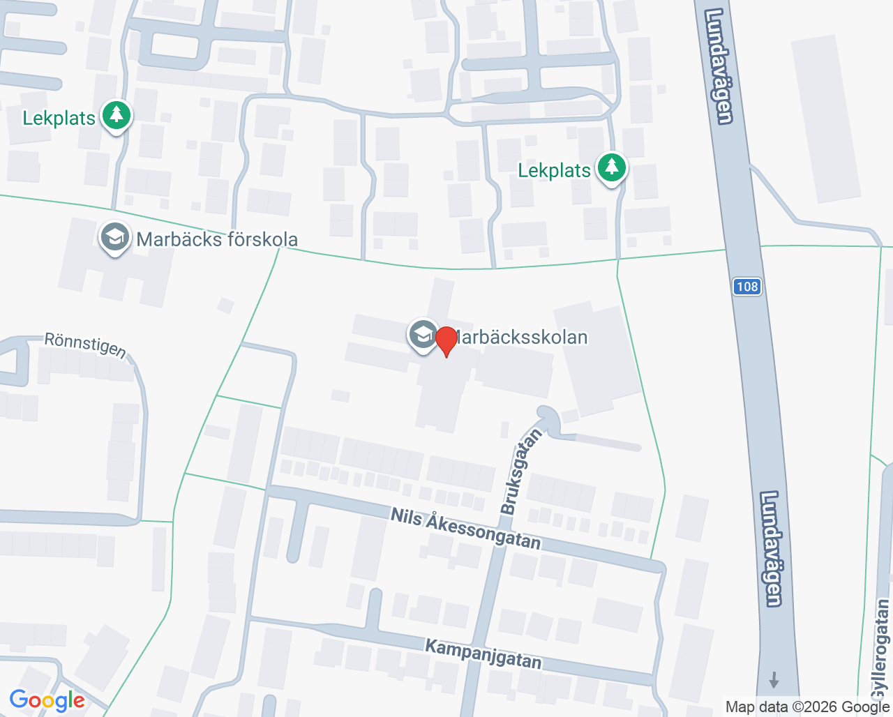 Karta till Marbäcksskolan, Svedala