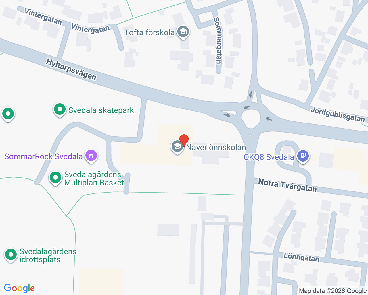 Karta till Naverlönnskolan, Svedala