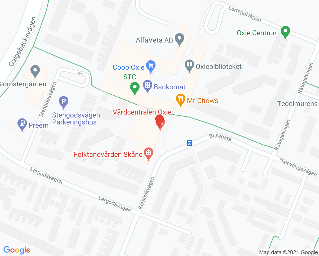 Karta till Barnavårdscentralen Oxie