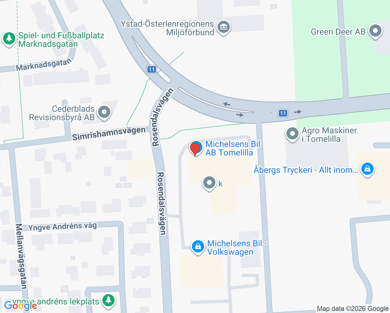 Karta till Blodbussen Tomelilla