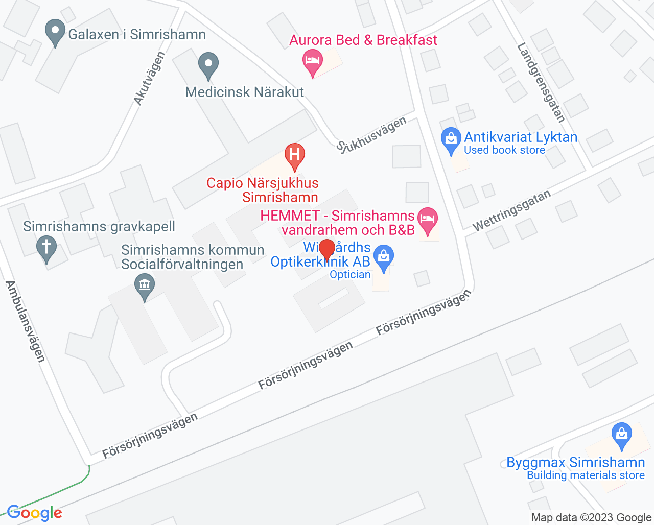 Karta till Vuxenpsykiatrimottagning Simrishamn