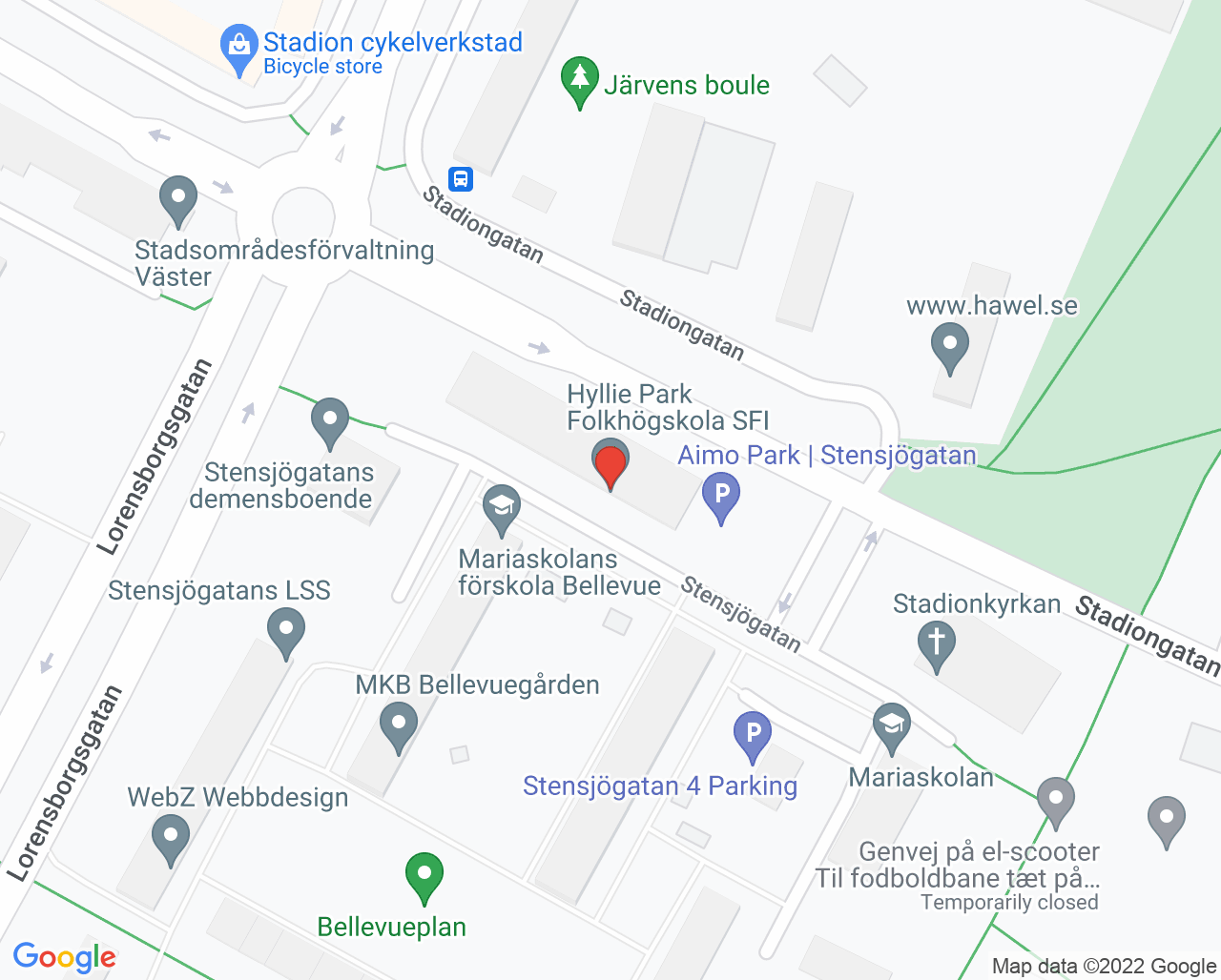 Karta till Bellevue Vårdcentral, Malmö