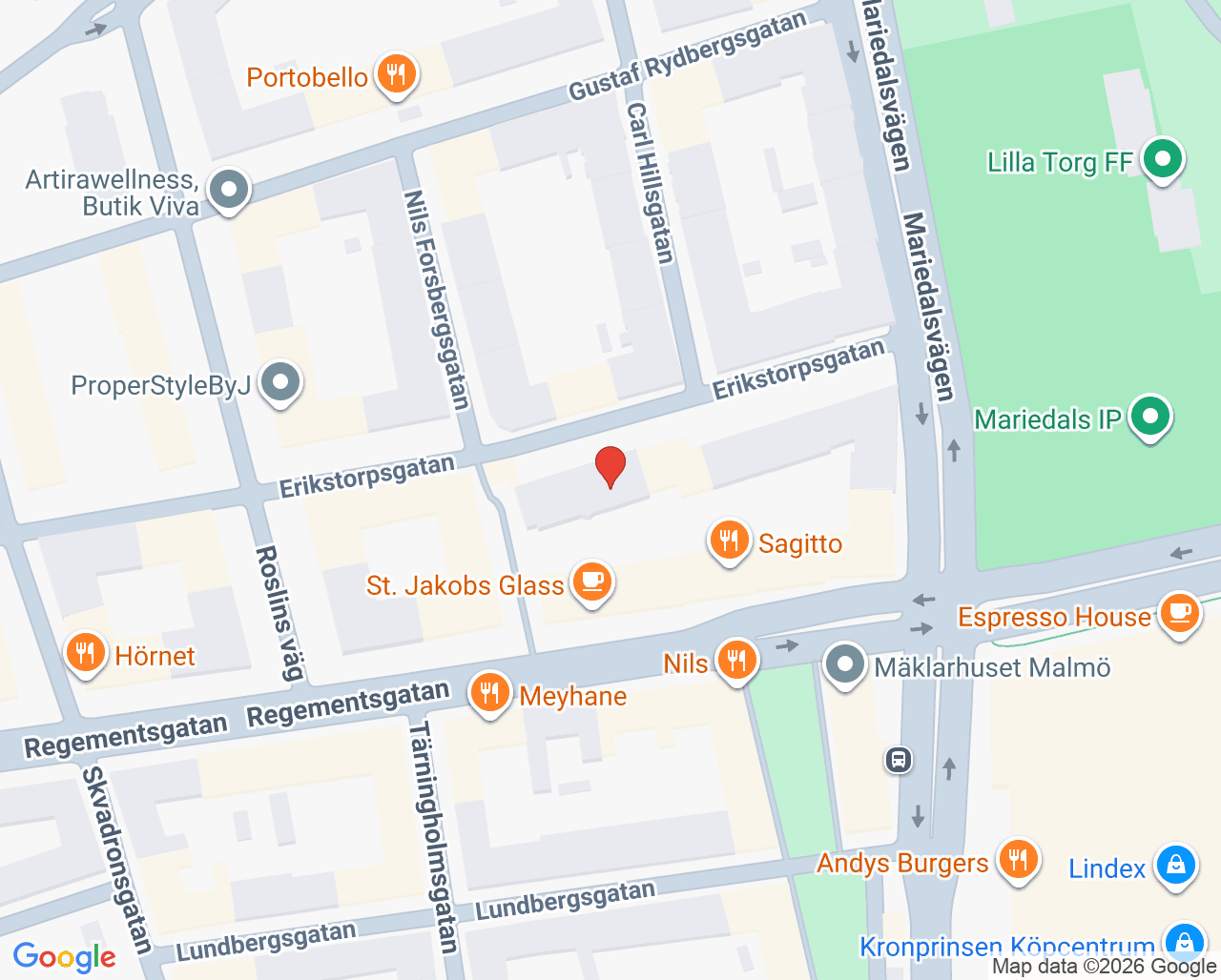 Karta till Tandläkare Ulla Alvinberg, Malmö