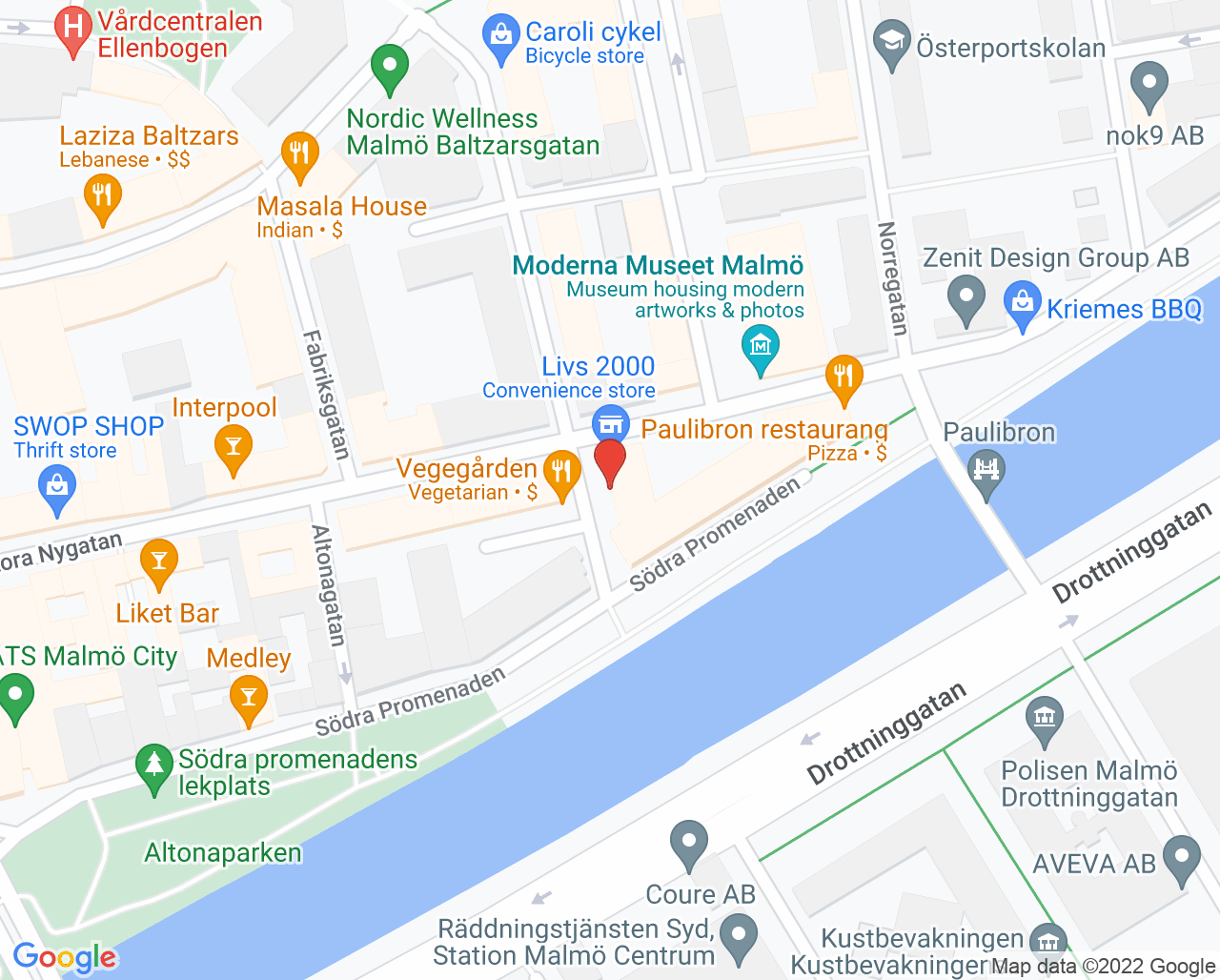 Karta till Hedvig Larsson Psykoterapi, Malmö