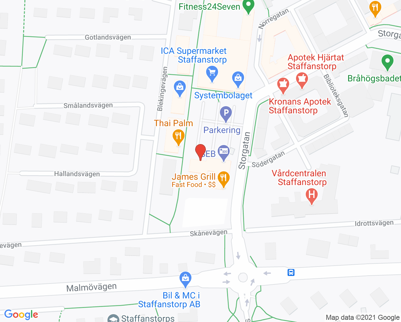 Karta till Tandläkarpraktiken Pulpan, Staffanstorp