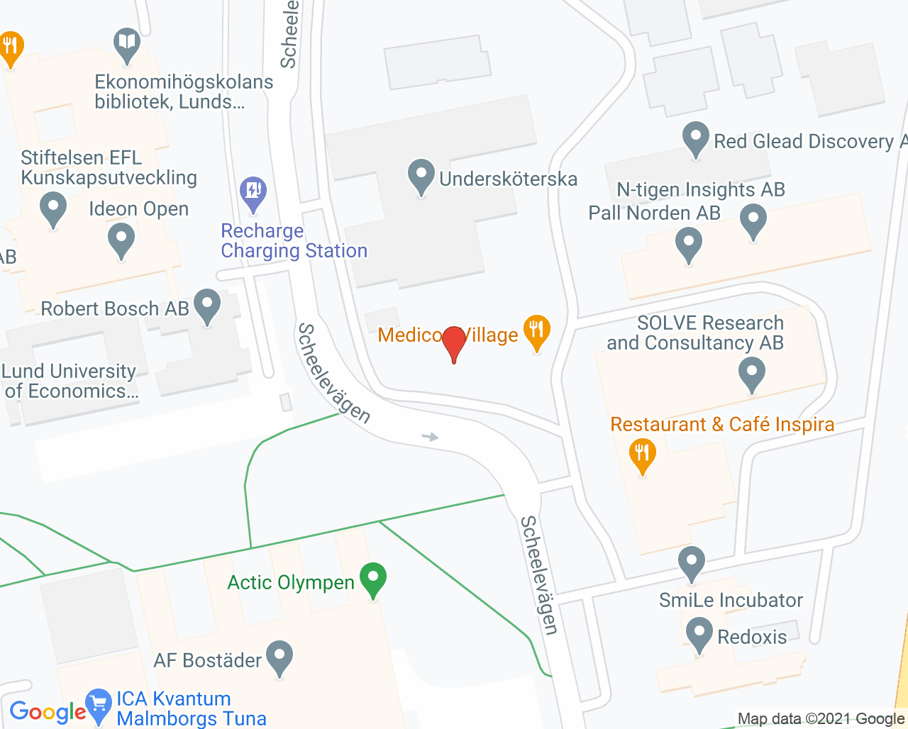 Karta till Blodbussen Lund - Medicon Village