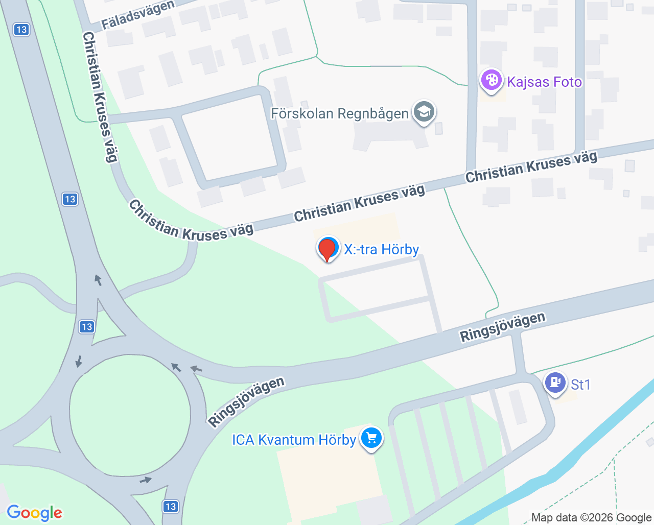 Karta till Blodbussen Hörby - Coop Ringsjövägen