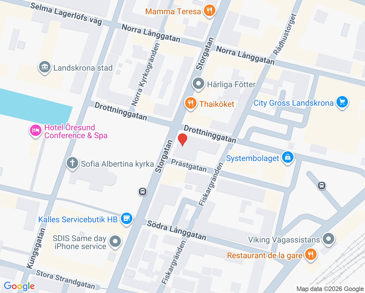 Karta till Mediahuset dagligverksamhet, Landskrona