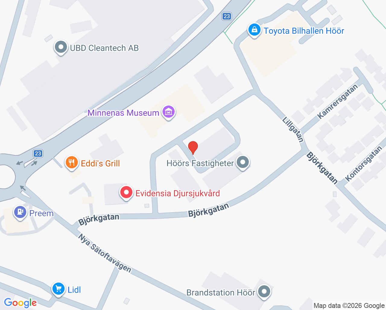 Karta till Vuxenpsykiatrimottagning Laro Wemind Höör