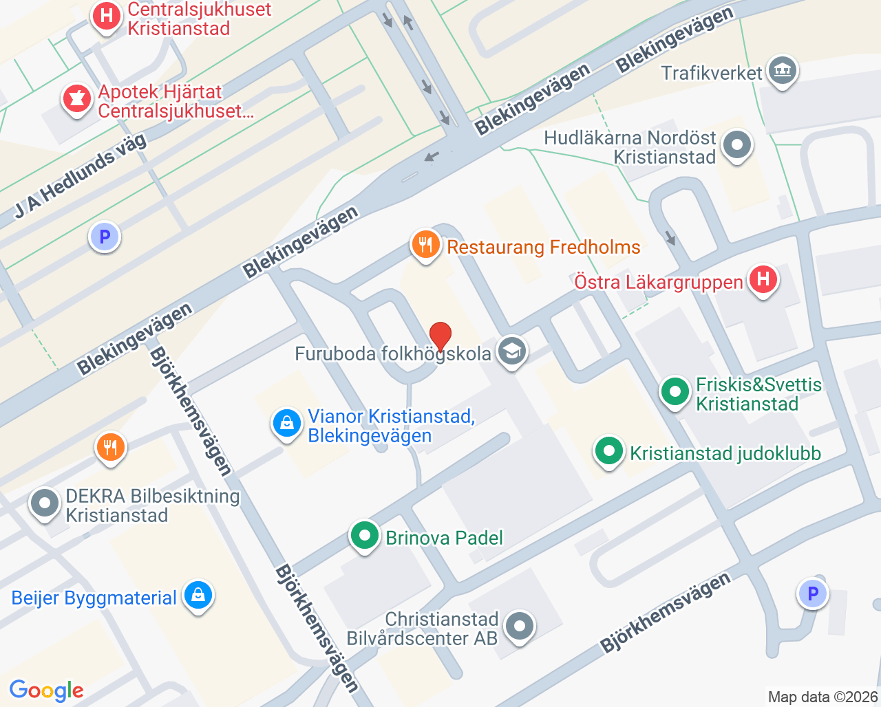 Karta till Logopedimottagning Kristianstad
